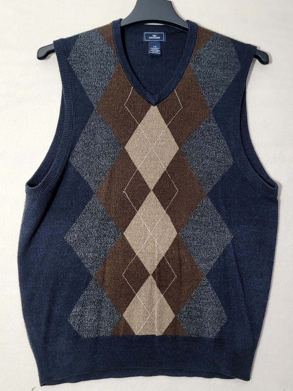 Croft & Barrow Navy Argyle V-Neck Sweater Vest